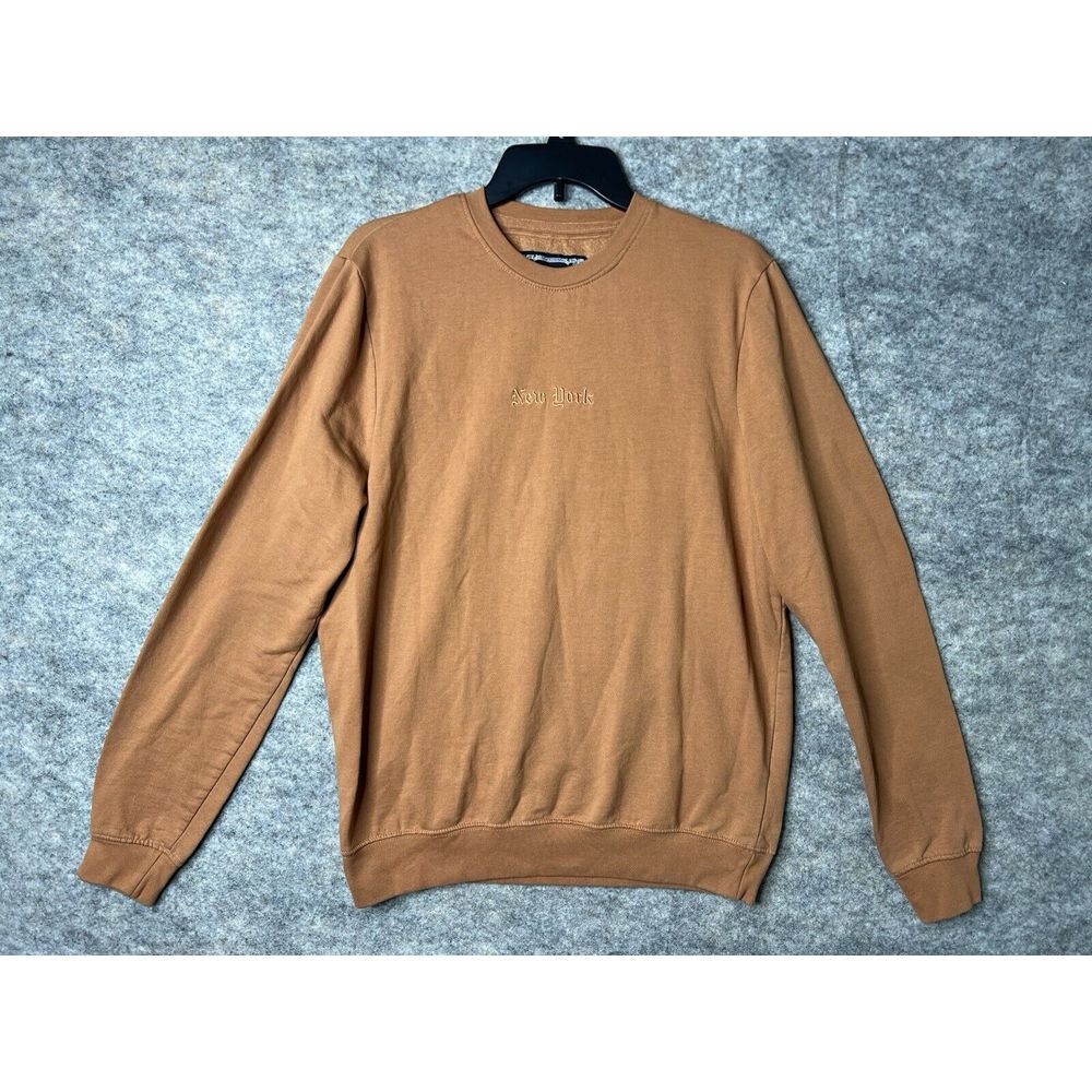 New York City Sweater Mens Large Orange Pullover Casual Shirt Warm Long Sleeve